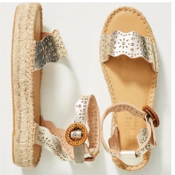 Soludos Cadiz espadrilles Leather platform ankle
strap sandle gold color Size 7 - Picture 1 of 13
